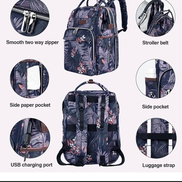 VANKEAN Diaper Bag Backpack with Portable Changing Pad, Baby Diaper Bags - Picture 4 of 8